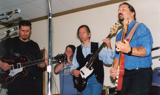 Some of the Charlie Dee Blues Band.  Charlie Dee, Hurricane Bob, me, Tom Testagrosa.